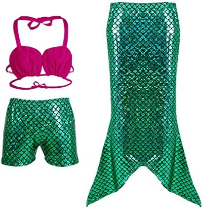 MeQi Girls 3 Pcs Little Mermaid Tail Custome for Halloween Outfit