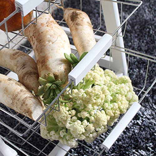 HomVent Small Kitchen Island Cart,Rolling Microwave Stand Baker Cart Trolley Table with 2 Drawer 3 Basket 3 Shelf for Kitchen Dining Room White