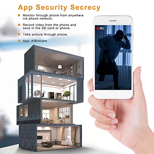 HD Wireless WiFi Bluetooth-Music-Speakers-Camera Clock-Camera - Mobile Phone Wireless Remote Detection Camera, with Night Vision Function, Movement Detection and Alarm (Black)