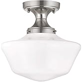 12-Inch Schoolhouse Ceiling Light in Satin Nickel Finish
