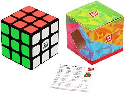 55cube, Anti-pop Speed Cube, Quicker, Easier & More Precisely Than Original Speed Cube, Super-durable, Vivid Color 3x3 Puzzle Cube, 3 Layer Speed Cube 2.2 Black
