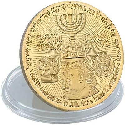 USA 70th Anniversary Gold Plated Commemorative Coin Jewish Temple Jerusalem Israel(A)