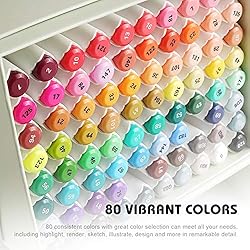 Arrtx Alcohol Markers ALP 80 Colors,Dual Tips