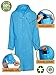 Portable Rain Poncho, Unisex Rain Jacket Hood and Pockets - Blue