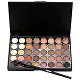 LandFox Cosmetic Matte Eyeshadow Cream Makeup Palette Shimmer Set 40 Color+ Brush Set+Fishtail Bottom Brush (A)