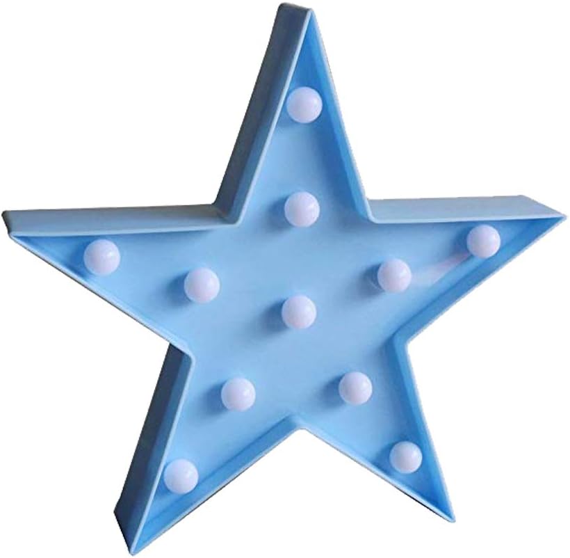 3D Star Sign Light,LED Plastic Star Shaped Sign-Lighted Marquee Star Sign Wall Decor for Christmas,Birthday Party,Kids Room, Living Room, Wedding Party Decor(Blue)