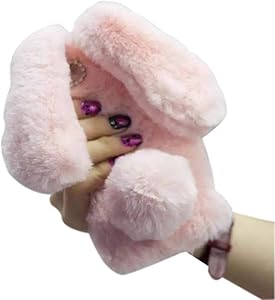 Shinetop iPhone 8 /iPhone 7 Rabbit Fur Case, Bling Diamond Luxury Cute Soft Warm Fluffy Rabbit Fur Case Winter Handmade Bunny Hair Plush with Crystal Bowknot Protective Cover for iPhone 8/7 4.7