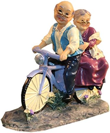 Coostyle Cycling Elderly Couple Figurines, Loving Old Age Life Resin Home Decorations with Gift Card for Mother’s day Father’s day Anniversary (Riding)