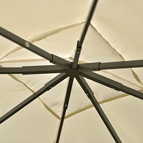 oldzon Outdoor 10'x10' Square Gazebo Canopy Tent Shelter Awning Garden Patio Beige with Ebook