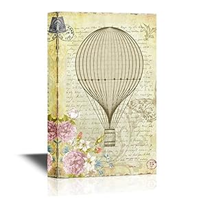 Round Hot Balloon on Vintage Letter Script Background