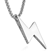 AsAlways Lightning Bolt Necklace for Men Stainless Steel Punk Hip Hop Pendant Jewelry Gift