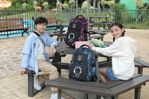 Asge Backpack for School Boys Backpacks for Kids Camo Bookbag for Middle School Bags Waterproof Travel Back Pack (Blue)