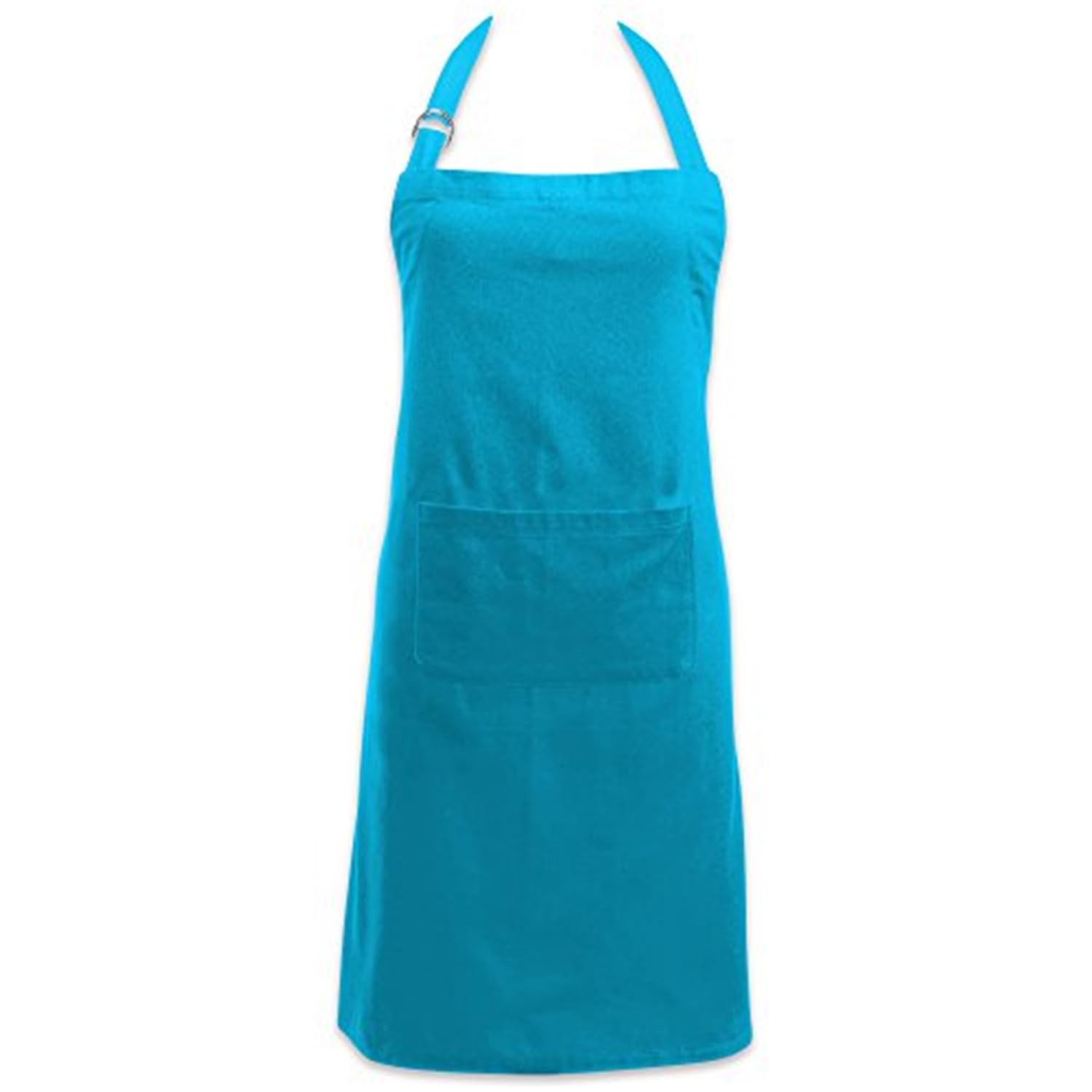 DII 100% Cotton, Colorful Unisex Bib Chef Kitchen Apron, Adjustable Neck & Waist Ties, Front Pocket, Durable, Comfortable, Perfect for Cooking, Baking, BBQ- Neon Blue