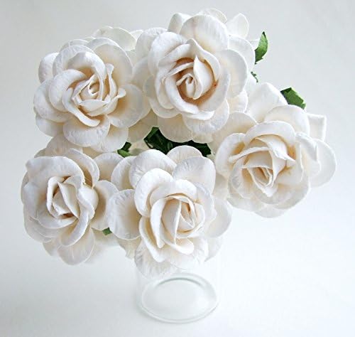 50 Big White Artificial Mulberry Paper Flower Rose Wedding Scrapbook Wedding New