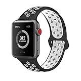 AdMaster Compatible for Apple Watch Bands 42mm,Soft Silicone Replacement Wristband for iWatch Apple Watch Series 1/2/3 - M/L Black/White