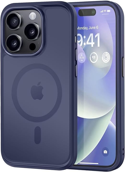 Photo 1 of MOCCA Strong Magnetic for iPhone 14 Pro Case, [Compatible with Magsafe][13FT Military Drop Protection] Slim Translucent Matte Shockproof Case for iPhone 14 Pro Phone Case 6.1'', Deep Blue