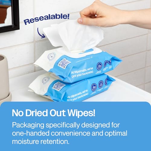 WIPEMATE ULTRA FLUSHABLE BUTT WIPES, SOOTHING VITAMIN E & ALOE, 99% WATER, COCONUT SCENT PREMIUM SUPER SOFT HYGIENE WIPES, SEPTIC & SEWER SAFE, 1 PREMIUM FLIP-TOP PACKS (60) CT