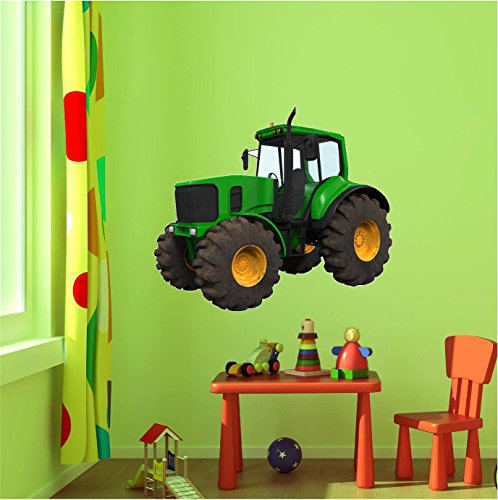 24" Green Farm Tractor #1 Wall Sticker Decal Graphic Art Childrens Toy Play Room Heavy Machinery Outdoors Game Man Cave Bedroom Office Living Room Decor New
