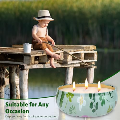 Citronella Candle Outdoor Large, 3 x 400 ml Outdoor Candles 3 Wick Natural Soy Wax Citronella Candle Garden Citronella Fragrance Candle Indoor Best Gift for Camping Picnic Patio - 90 Hours Burning