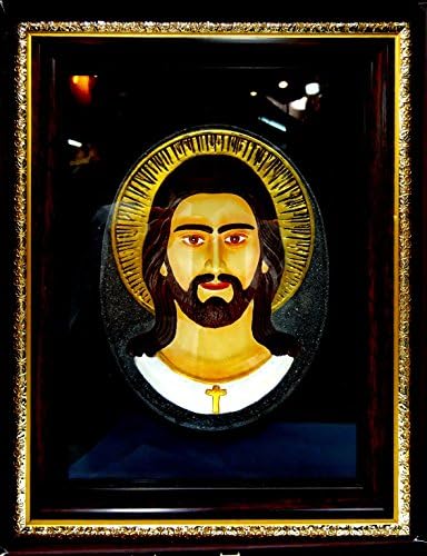 Jesus Face 3d Sculpted in Bas Relife on Sandstone Follow You From Whatever Angle You Look At