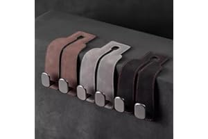 2Pcs Car Headrest Hooks - Faux Suede Leather Vehicle Storage Hangers, Backseat Organizer for Purses, Bags & Groceries (Brown)