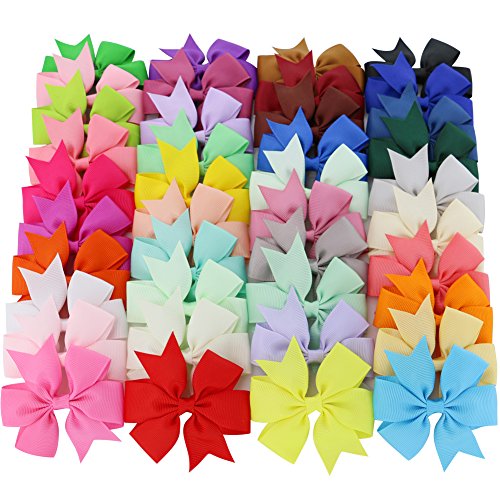 40Piece Baby Boutique Grosgrain Ribbon Pinwheel Hair Bows With Clips For Teens Toddlers Kids