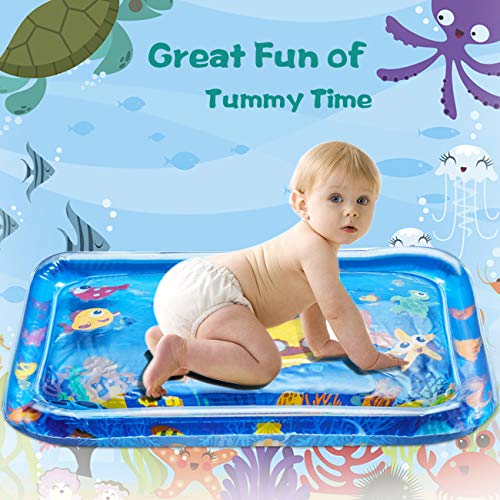 TEPSMIGO Tummy Time Water Mat, Baby Toys for 3, 6, 9, 12 Months - Inflatable Water Play Mat for Baby Infants for Sensory Development, Visual Stimulation Toy 26 x 20 inches