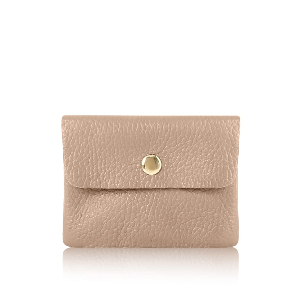 Montte Di Jinne - Women Italian Textured Soft Leather Coin Bag Coin Purse and Card Holder (Smoke Rose)