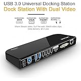 Wavlink USB 3.0 Universal Docking Station, Dual Video Monitor Display DVI &amp; HDMI &amp; VGA with Gigabit Ethernet, Audio, 6 USB Ports for Laptop, Ultrabook and PCs