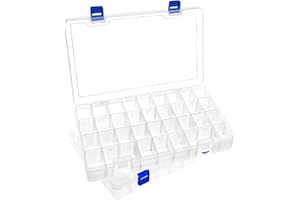 DARUITE Plastic Organizer Box Small Clear Storage Containers with Lid Adjustable Compartments Organizers for Tool, Jewelry, T
