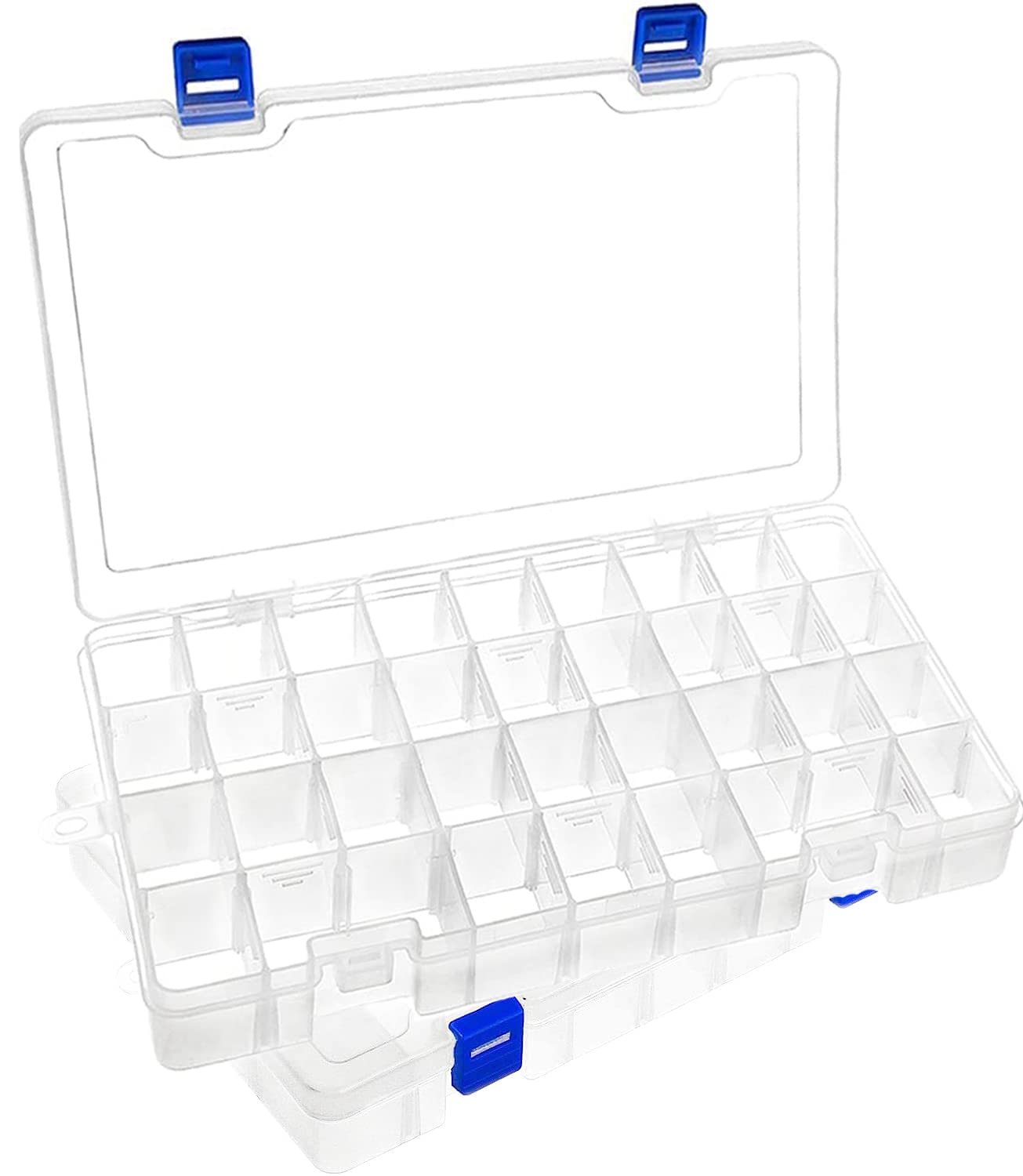 DARUITE 34 Grids Craft Storage Boxes with Compartments Plastic Bead Storage Box,Storage Organiser with Lid for Beads Earring Fishing Hook Small Accessories(2 PCS)