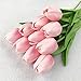 Montout 12PCS/Set PU Stunning Holland Tulip Flower Real Touch Artificial Silk Flowers Arrangement Bouquet Home Room Office Wedding Party Decor (Pink)