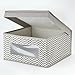 InterDesign Chevron Fabric Closet Organizer Box – Soft Storage Bin for Clothing, Shoes, Handbags, Linen - Medium, Taupe/Natural