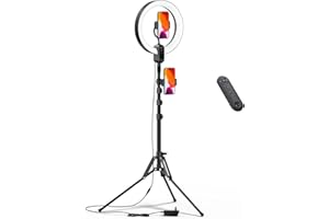 SupeDesk 12" Ring Light with Tripod Stand,2 Phone Holders,Height Adjustable,2700-6500K,3 Color Modes,10 Brightness Levels,Remote Control, Content Creators Essential for Live Stream,Tiktok,YouTube