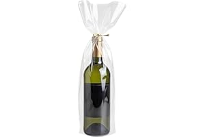 Morepack Cellophane Bags for Wine Bottles,6x18 Inches 50Pcs Clear Wine Gift Cello Bags With Twist Ties (Flat, No Gusset)