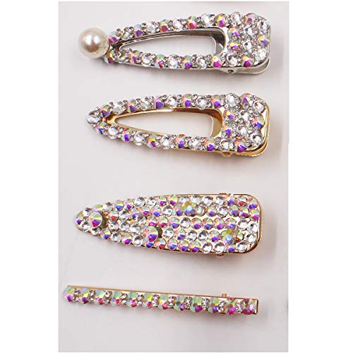 9PCS Glitter Sparkly Rhinestone Hair Clips Pearls Hairpins Barrettes Handmade Crystal Alligator Clips Hair Accessories for Girls Women Bridesmaid Wedding Bridal