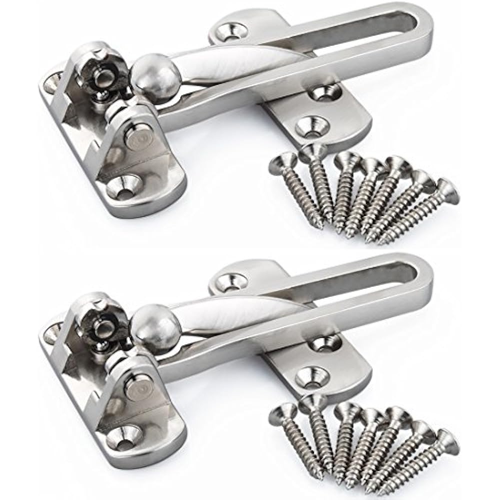 2pcs Stainless Steel Swing Bar Door Guards Security Chain Restrictors