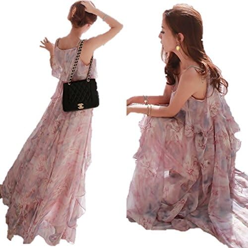 Amazon ノーブランド レディース シフォン リゾートワンピース マキシ丈 透け感 リゾート ニュアンスカラー Xl ワンピース チュニック 通販