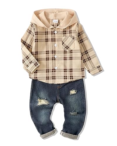 Yhnslsf Toddler Baby Boy Clothes Fall Winter Outfits Infant Long Sleeve Shirt Jeans Sets Casual Kids Clothes for Boys 12M-5Y