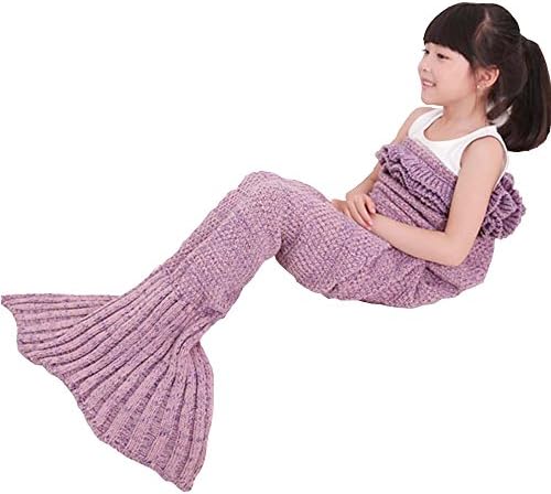Handmade Knitted Mermaid Tail Blanket ,RuiWing Casual Crochet Full Season Soft and Warm Living Room Sofa Quilt Children Girls Comfortable Sleeping Bag