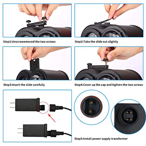 Ocean Wave Christmas Projector Lights, KOOT 2 in 1 Outdoor Waterproof Decoration Light with 12 Switchable Slides Pattern 10 Water Ripple Effect, Landscape Lights for Xmas Halloween Holiday Birthday - Thumbnail 5