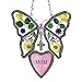 Mom Butterfly Suncatcher - Pressed Flower Glass Butterfly with Pink Mom Heart - Birthday Gifts for Mother - Gifts for Her