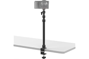 PICTRON LS10 Camera Desk Mount Table Stand with 1/4" Ball Head, 16"-33.8" Adjustable Light Stand, Tabletop C Clamp Arm for DSLR Camera, Ring Light, Live Streaming, Photo Video Shooting
