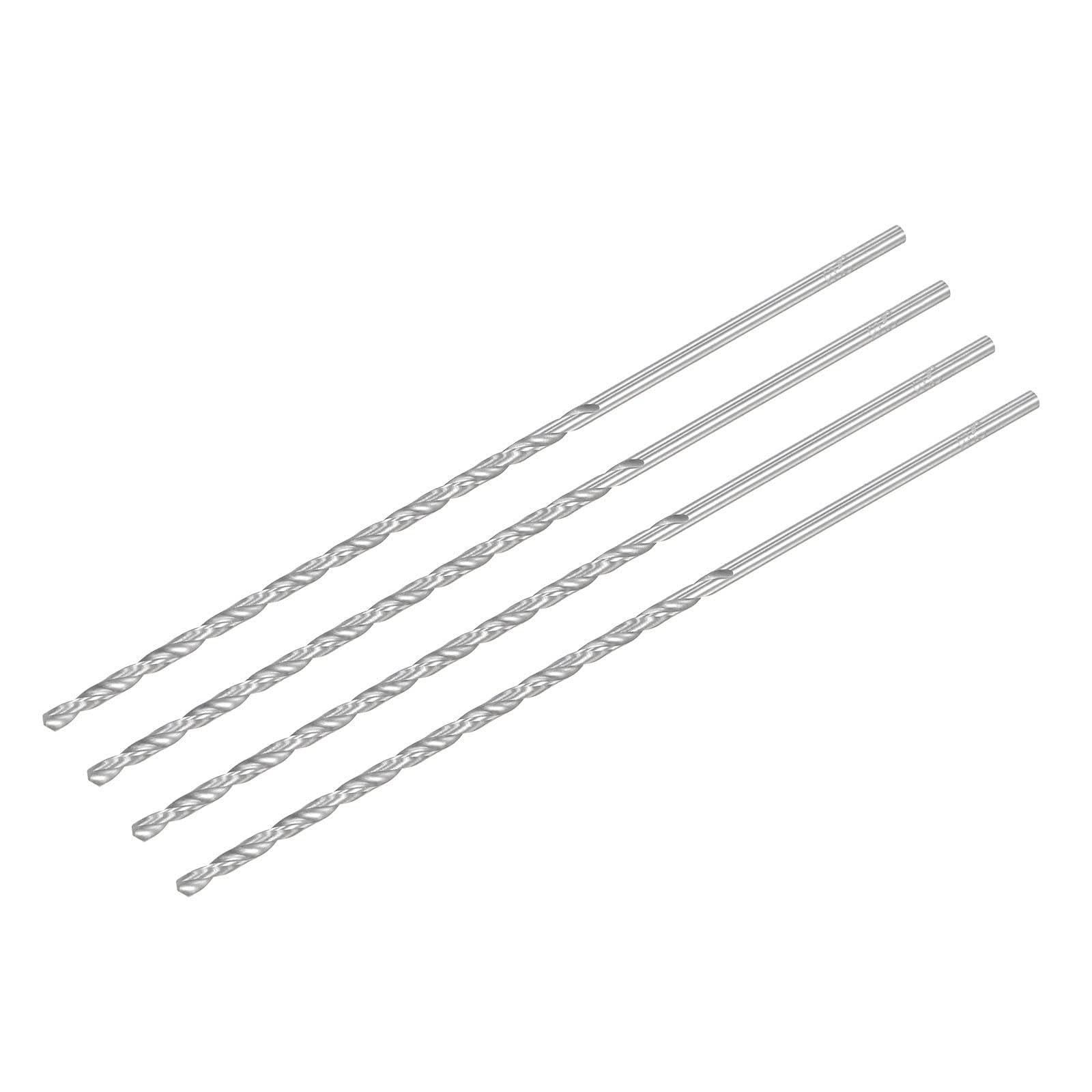TA-VIGOR 4Pcs 3.2mm Extra Long Twist Drill Bits, 160mm Length High-Speed Steel HSS Straight Shank Spiral Drill Bits for Wood Metal Aluminum Plastic