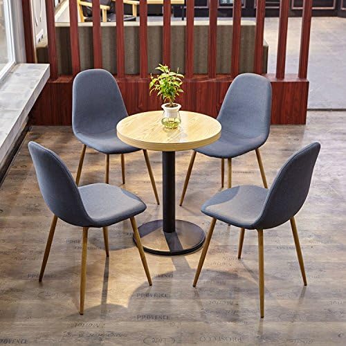 Set of 4 Fabric Eames Style Dining Chair With Wooden Transprint Metal Legs,Blue(Not Include Table)