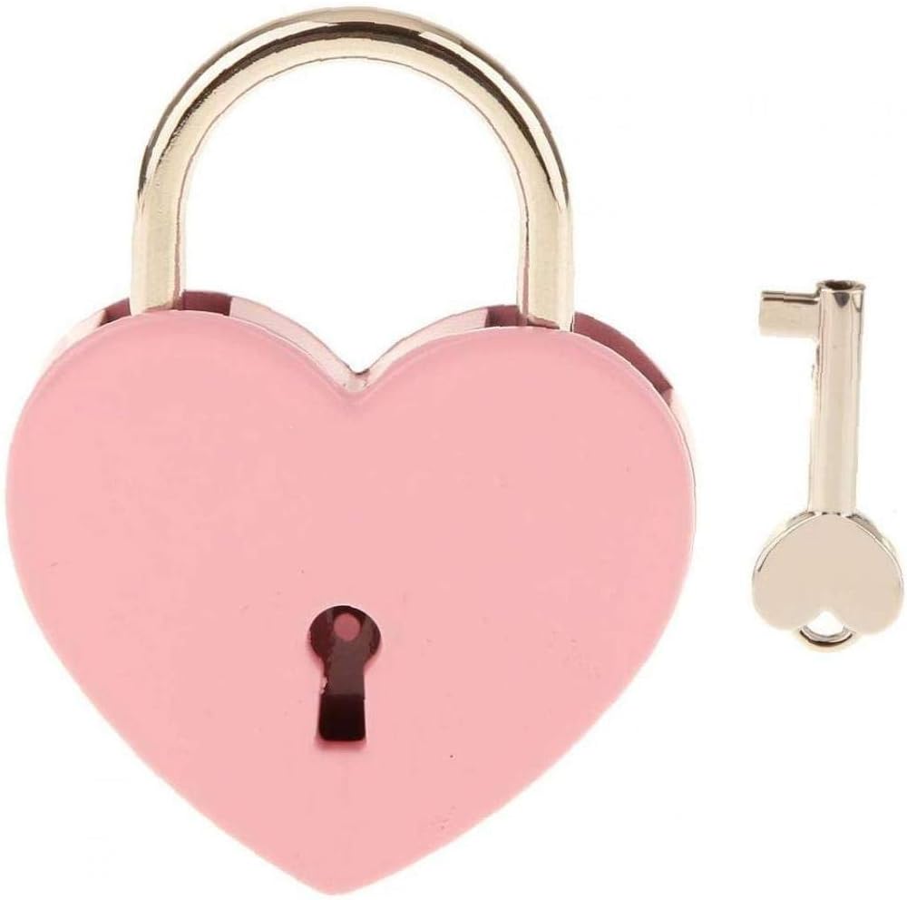 Vintage Personalized Love Lock Heart Padlock Heart Shape Padlock with Key Travel Locker Set