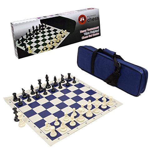 Heavy Tournament Triple Weighted Chess Set Combo - Navy Blue