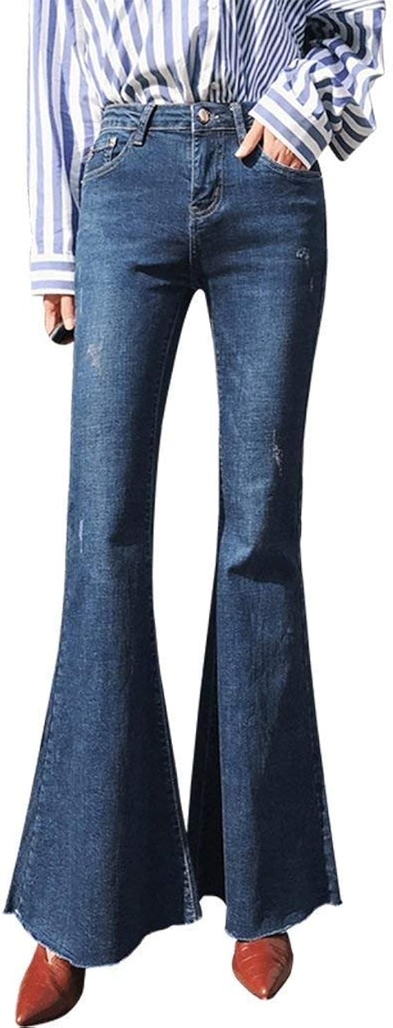 Anaisy Jeans Trumpet Ladies High Waist Hairy Leg Pants Wide Pants