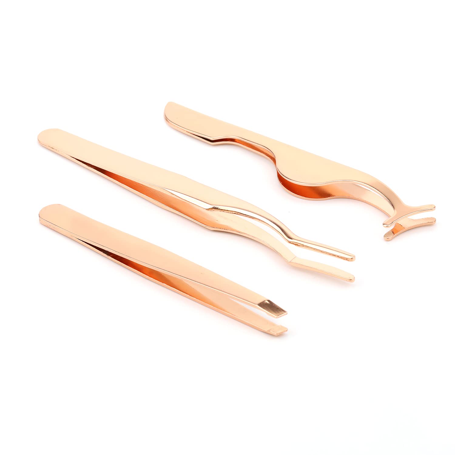 OBEYA Eyelashes Clip 3Pairs False Eyelashes Applicator/Remover Tweezer Professional False Lashes Tool Eyelash Tweezers (3Pairs Lash Tweezers)