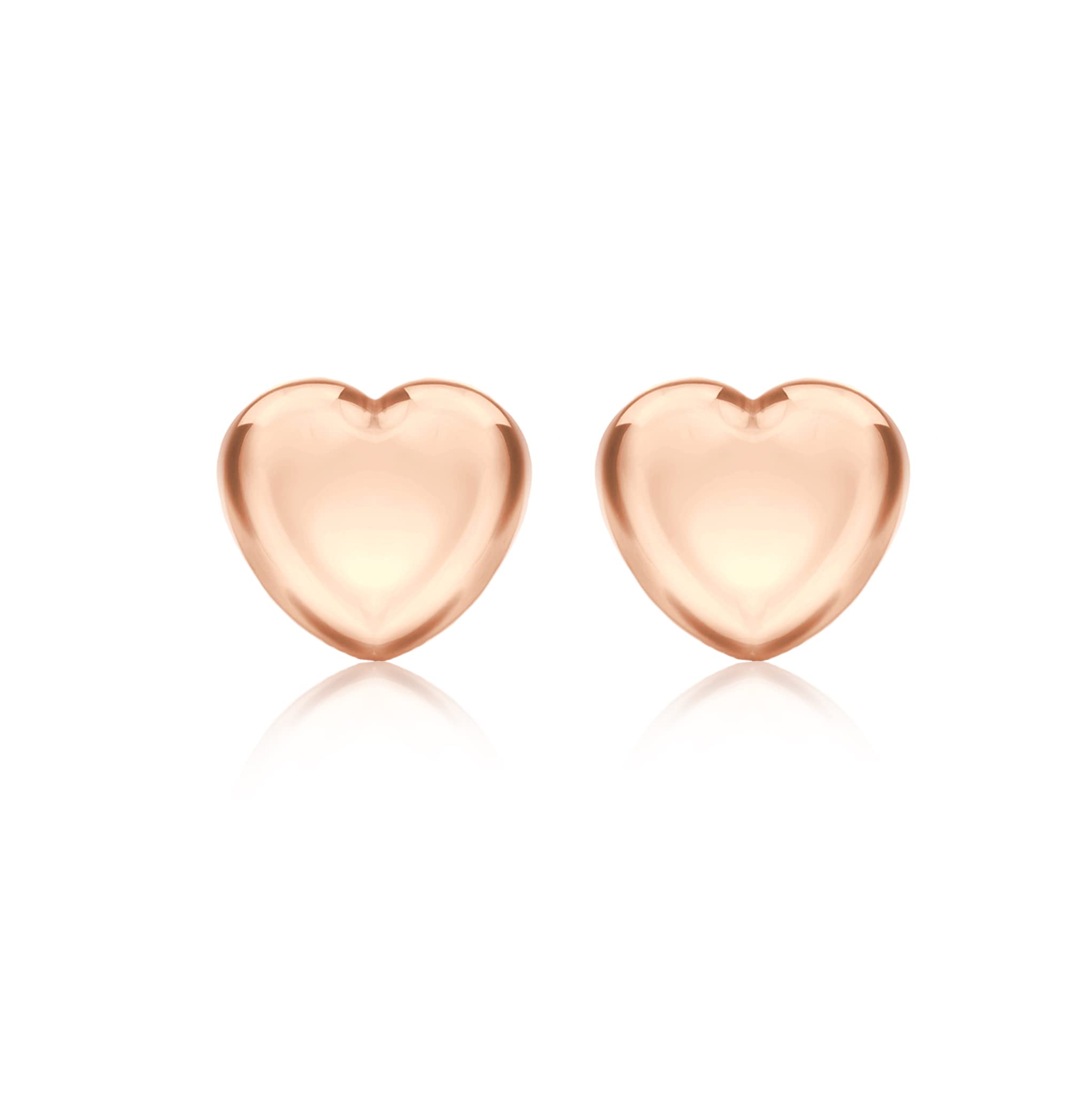 Tuscany Silver Sterling Silver Rose Gold Plated Children's Heart Stud Earrings